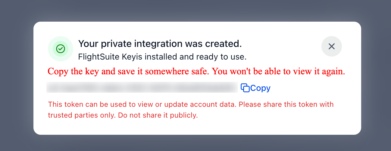 Step 6: Copy Private App Key and Save Securely